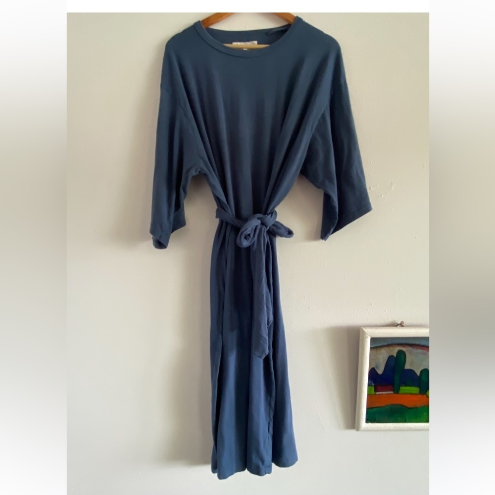 THE GREAT. Women's Blue Sz. 3 T-Shirt Midi Dress Coverup Belt Beach Resort